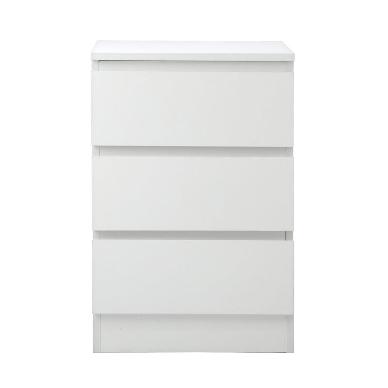 Oikiture Bedside Table 3 Drawers Storage Cabinet White