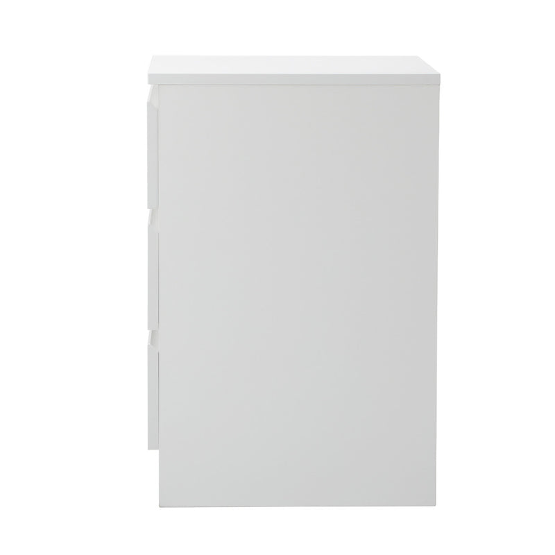 Oikiture Bedside Table 3 Drawers Storage Cabinet White