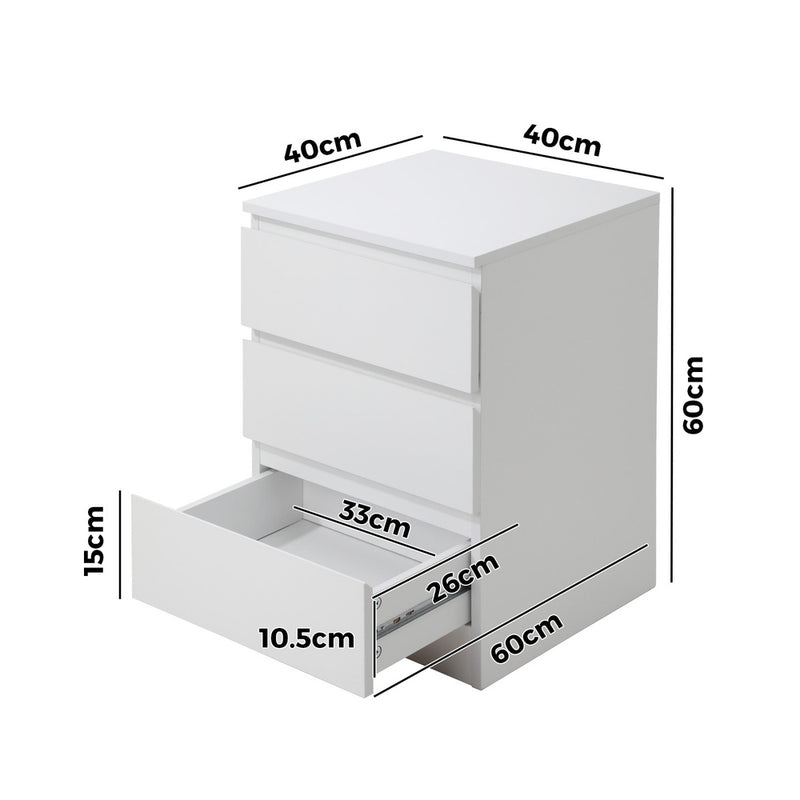 Oikiture Bedside Tables Set of 2 Side Table Nightstand White