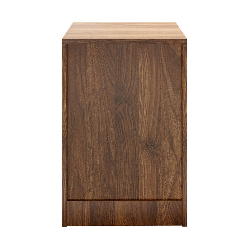 Oikiture Bedside Table 3 Drawers Storage Cabinet Nightstand Walnut