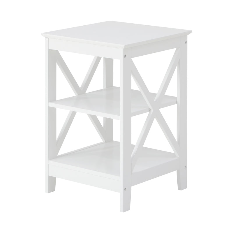 Oikiture Side Table 3-tier Shelf X-Structured Sides White