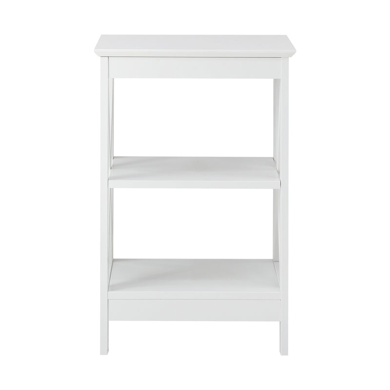 Oikiture 2x Side Table Coffee Bedside Sofa Storage 3-tier Shelf White