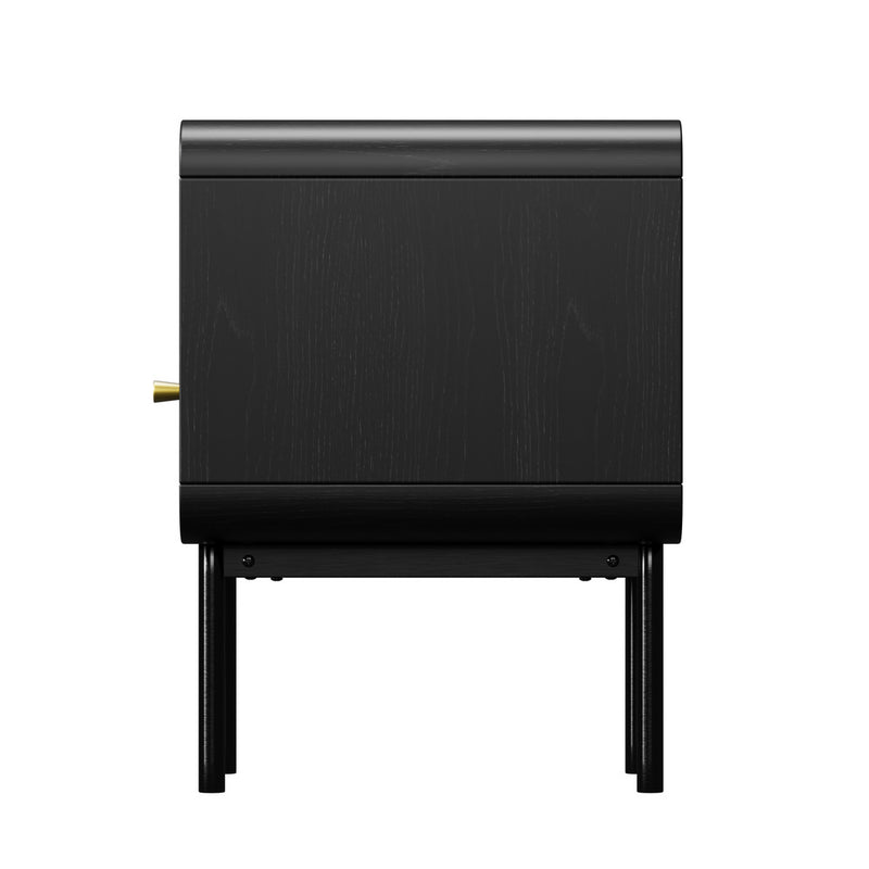 Oikiture Bedside Table Bedroom Storage Nightstand Metal Black