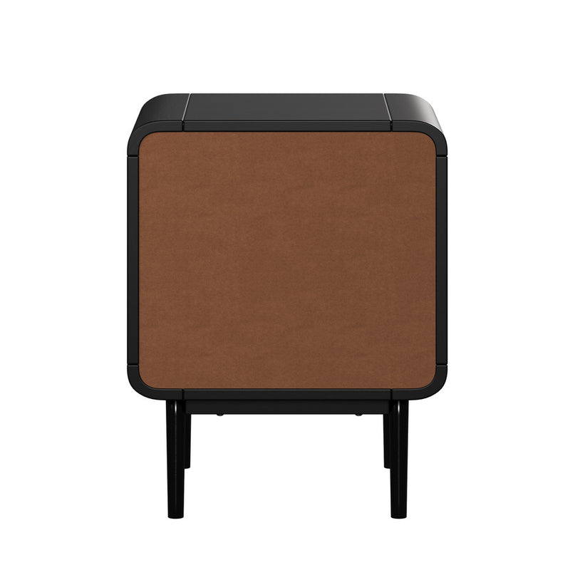 Oikiture Bedside Table Bedroom Storage Nightstand Metal Black
