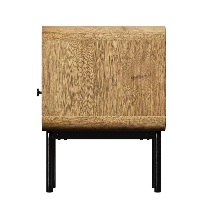 Oikiture 2x Bedside Table 1 Drawers 1 Shelf Nightstand Storage Natural