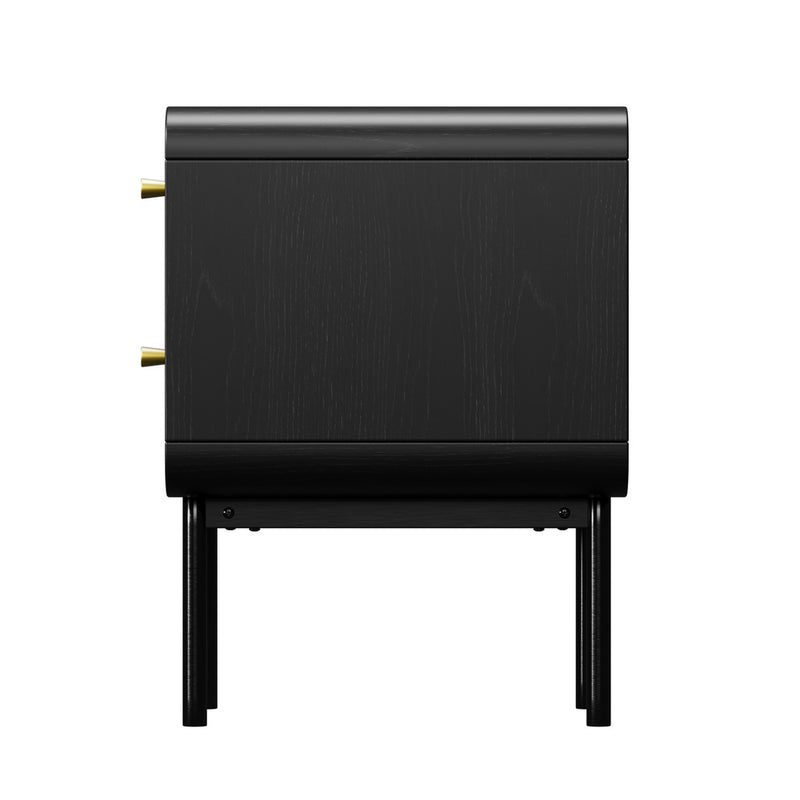 Oikiture Bedside Table 2 Drawers Bedroom Nightstand Metal Black