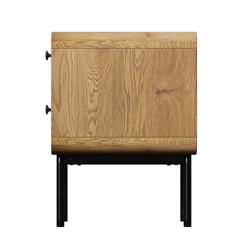 Oikiture 2x Bedside Table 2 Drawers Bedroom Nightstand Natural