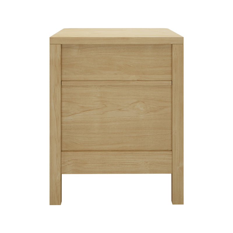 Oikiture Bedside Table 2 Drawers Side End Tables Open Shelf Natural