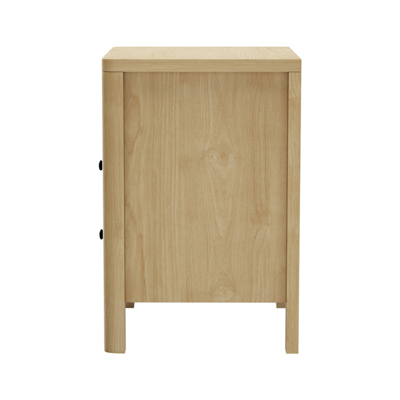 Oikiture 2x Bedside Table 2 Drawers Nightstand Open Shelf Natural