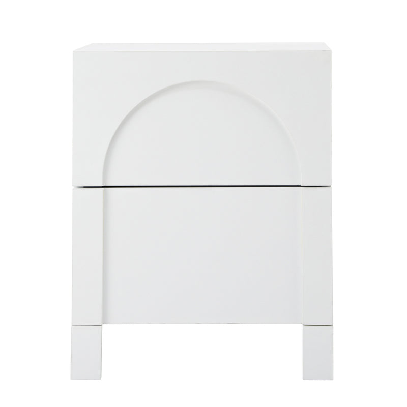 Oikiture Bedside Table 2 Drawers Side Table White
