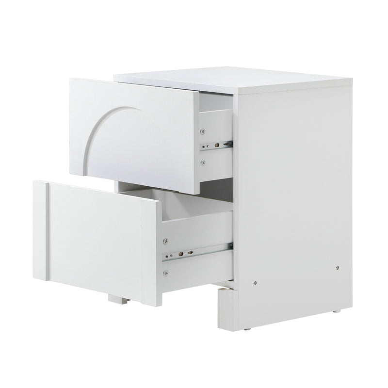 Oikiture Bedside Table 2 Drawers Side Table White