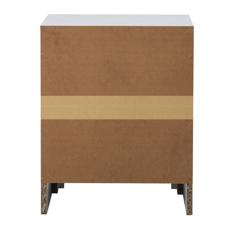 Oikiture Bedside Table 2 Drawers Side Table White