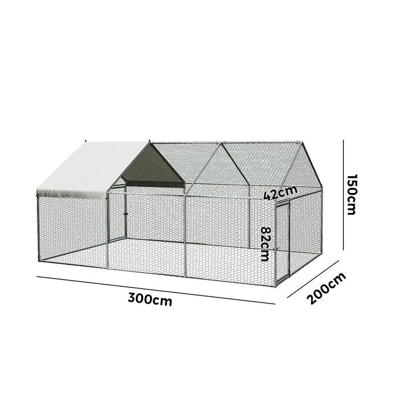 Alopet 3x2x1.5M Chicken Coop with Cover Poultry Cage Pet Hutch
