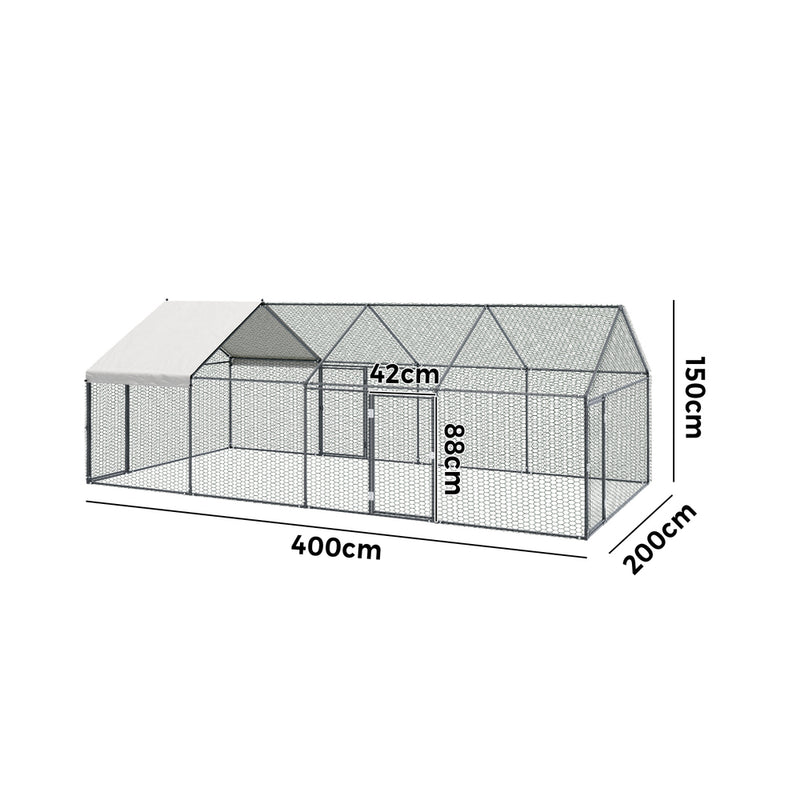 Alopet 4x2x1.5M Chicken Coop with Cover Poultry Cage Pet Hutch