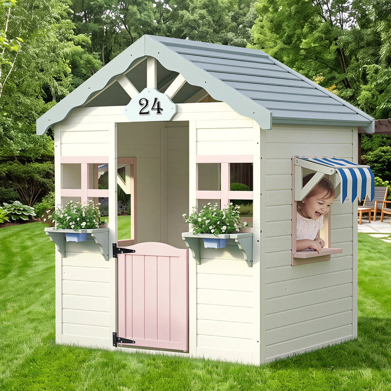 Mazam Kids Wooden Cubby House Outdoor Playhouse Backyard Play