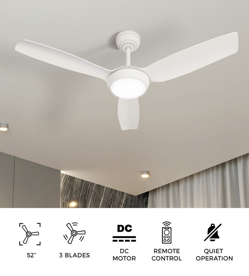 Vevare 52" Ceiling Fan with Light DC Remote Control 5 Speed White
