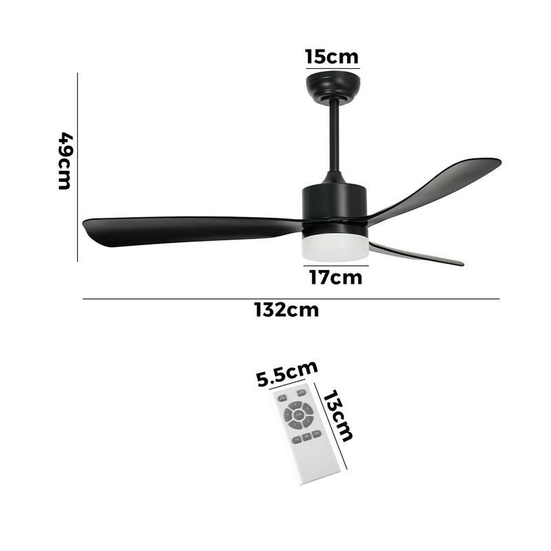 Vevare 52" Ceiling Fan LED Light 5 Speed Fans Remote Control Black