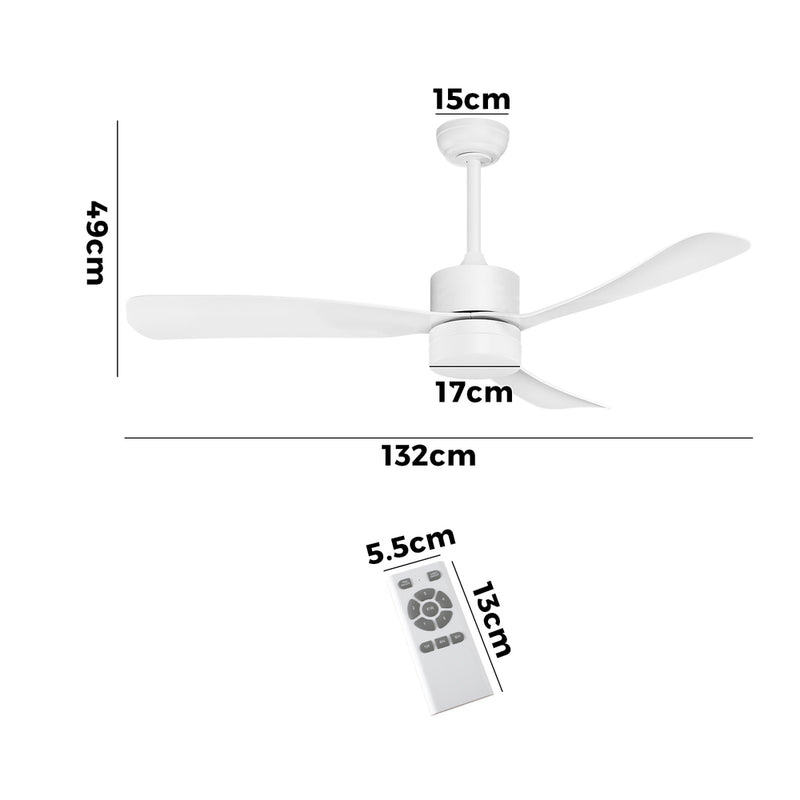 Vevare 52" Ceiling Fan LED Light 5 Speed Fans Remote Control White