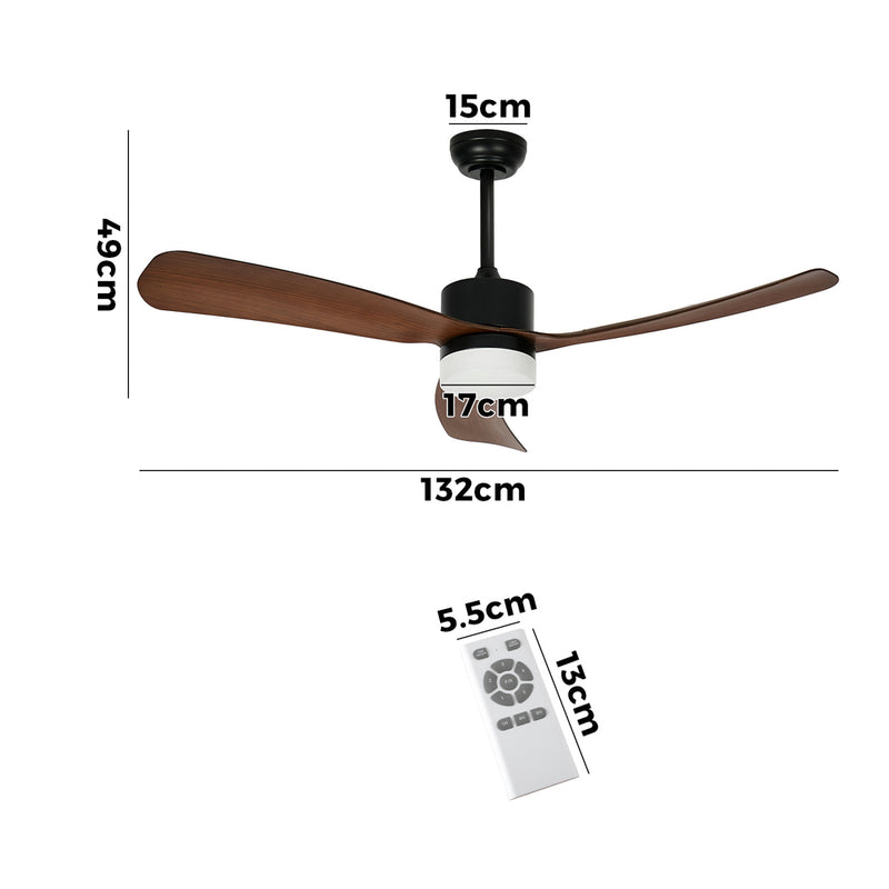 Vevare 52" Ceiling Fan LED Light 5 Speed Fans Remote Control Walnut