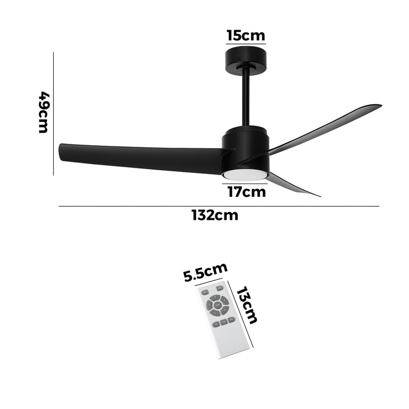 Vevare 52" Ceiling Fan With Light DC Motor Remote Control Black