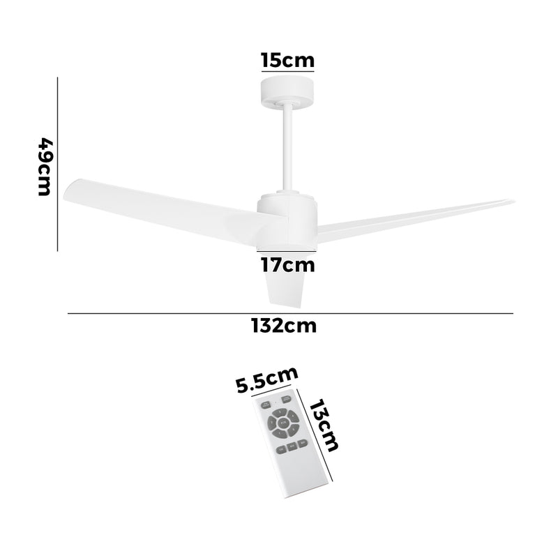 Vevare 52" Ceiling Fan With Light DC Motor Remote Control White