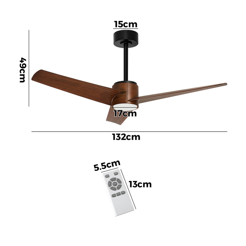 Vevare 52" Ceiling Fan With Light DC Motor Remote Control Walnut