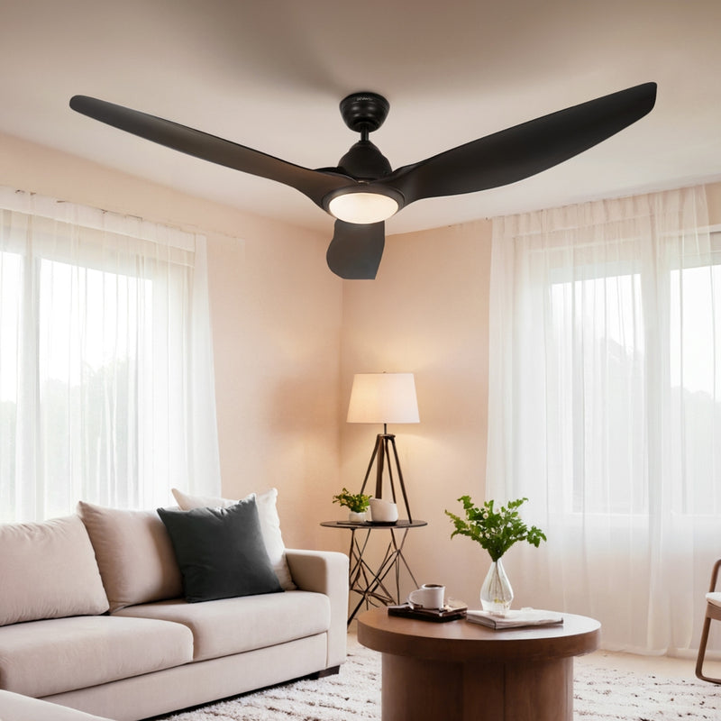 Devanti 64 Inch Ceiling Fan DC Motor w/Light w/Remote - Black