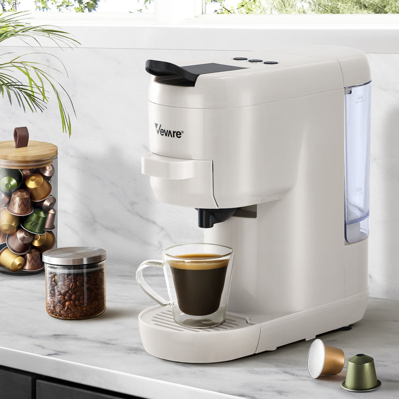 Vevare Capsule Coffee Machine 19 Bars 3-in-1 Nespresso Cafe Maker Milk White