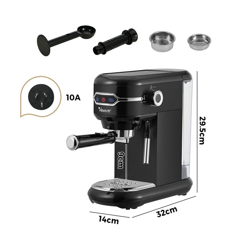 Vevare Coffee Machine Latter Cappuccino Maker Milk Frother Black