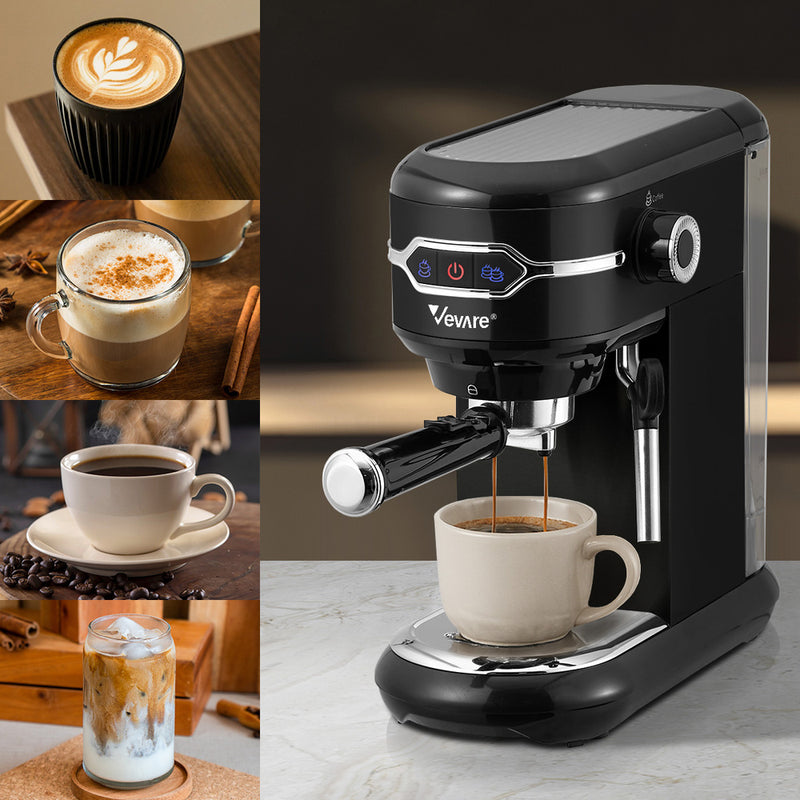 Vevare Coffee Machine Latter Cappuccino Maker Milk Frother Black