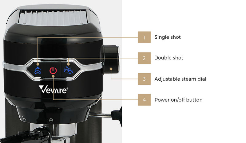 Vevare Coffee Machine Latter Cappuccino Maker Milk Frother Black