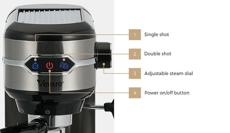 Vevare Coffee Machine Latter Cappuccino Maker 19 Bar Milk Frother