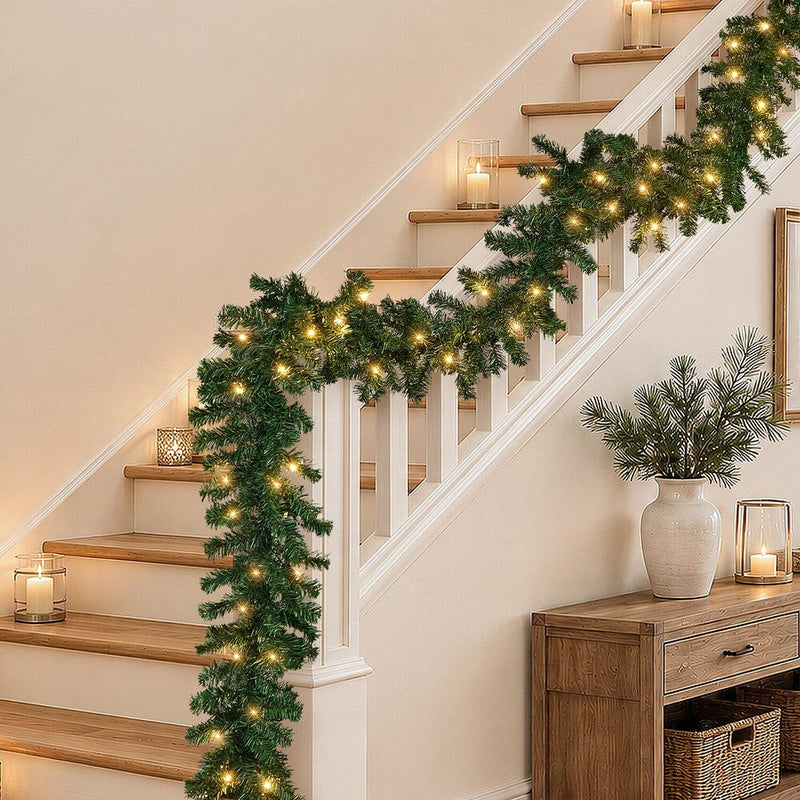 Tinseltown 10M LED Pre Lit Christmas Garland Decor Green