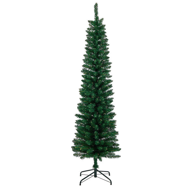 Tinseltown Slim LED Christmas Tree 6FT 1.8M Warm Lights Green 300 Tips