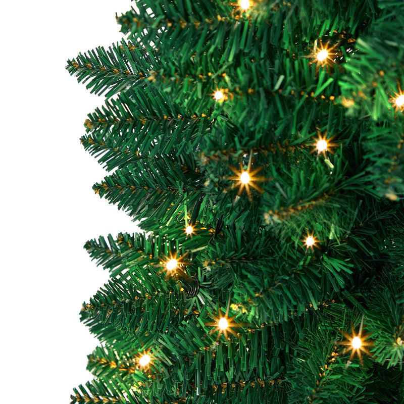 Tinseltown Slim LED Christmas Tree 6FT 1.8M Warm Lights Green 300 Tips