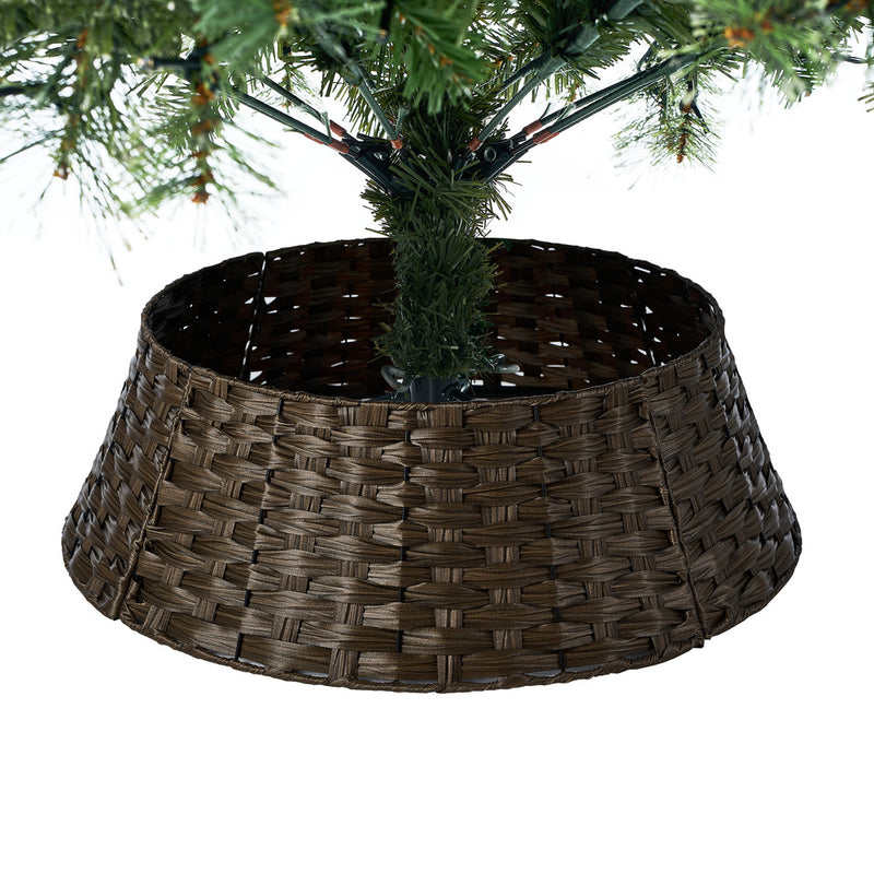 Tinseltown LED Christmas Tree 1.8M 6FT with Rattan Tree Skirt Warm Light Green