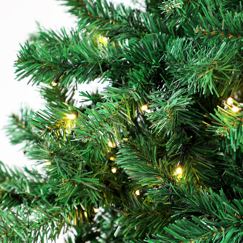 Tinseltown LED Christmas Tree 1.8M 6FT with Rattan Tree Skirt Warm Light Green