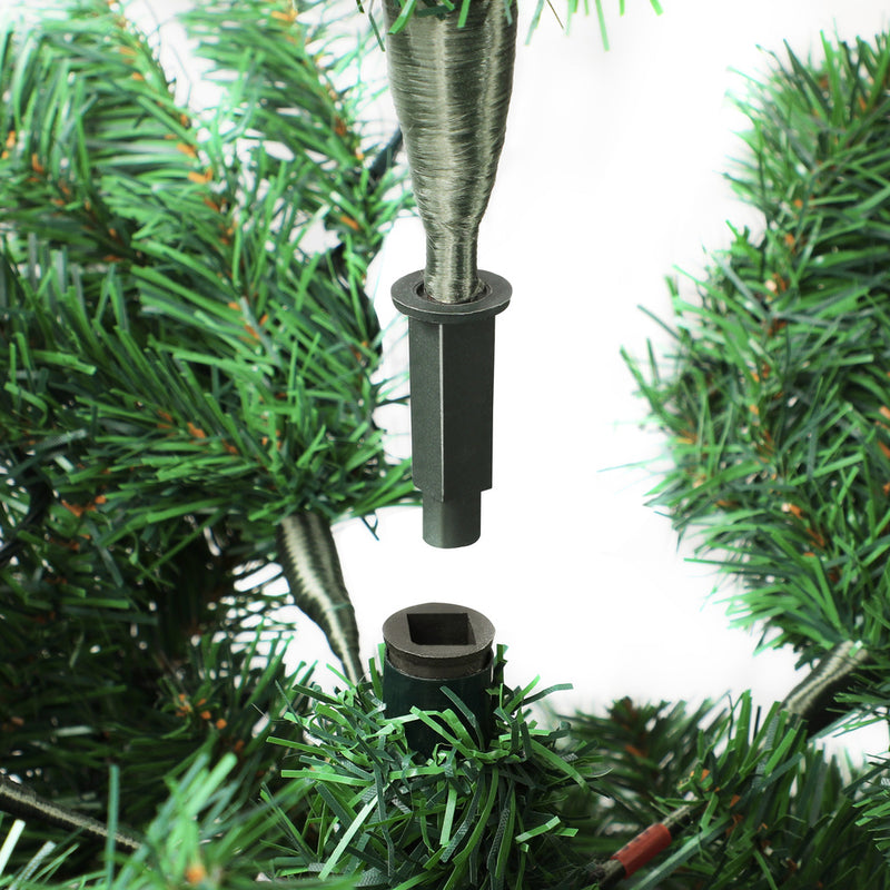 Tinseltown LED Christmas Tree 2.1M 7FT with Rattan Tree Skirt Warm Light Green