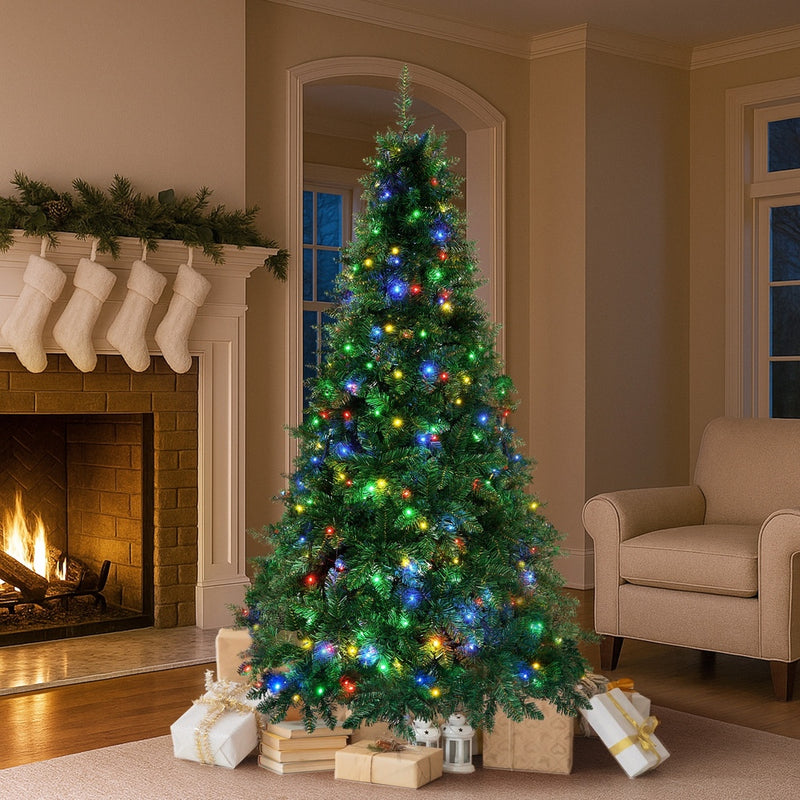 Tinseltown LED Christmas Tree 1.8M 6FT Multi Colour Lights 8 Flash Modes