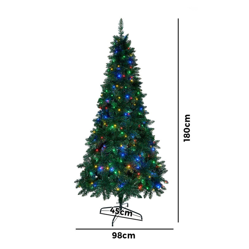 Tinseltown LED Christmas Tree 1.8M 6FT Multi Colour Lights 8 Flash Modes