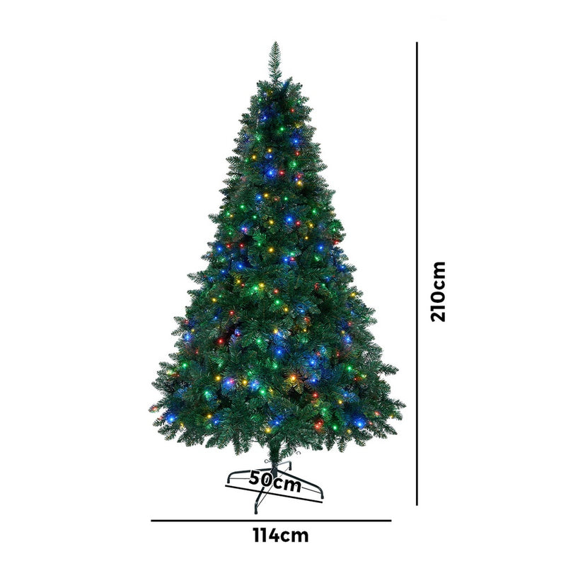 Tinseltown LED Christmas Tree 2.1M 7FT Multi Colour Lights 8 Flash Modes