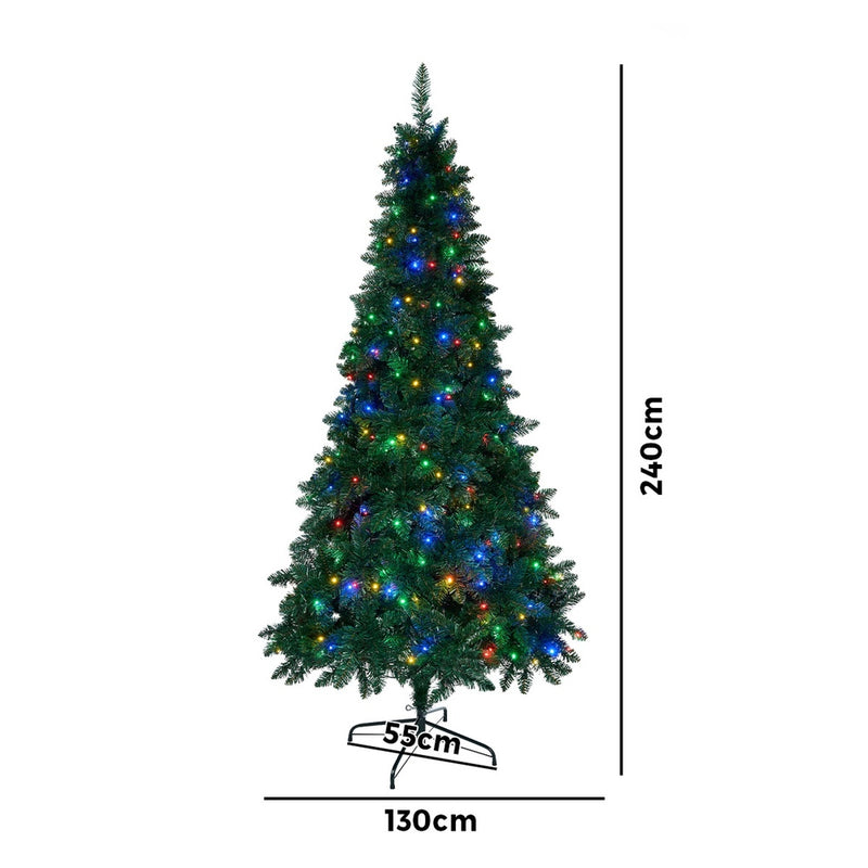 Tinseltown LED Christmas Tree 2.4M 8FT Multi Colour Lights 8 Flash Modes