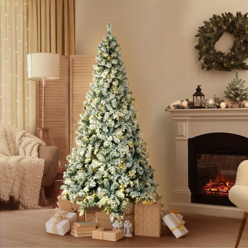 Christmas Tree 1.8M 6FT Snow Flocked Green with LED