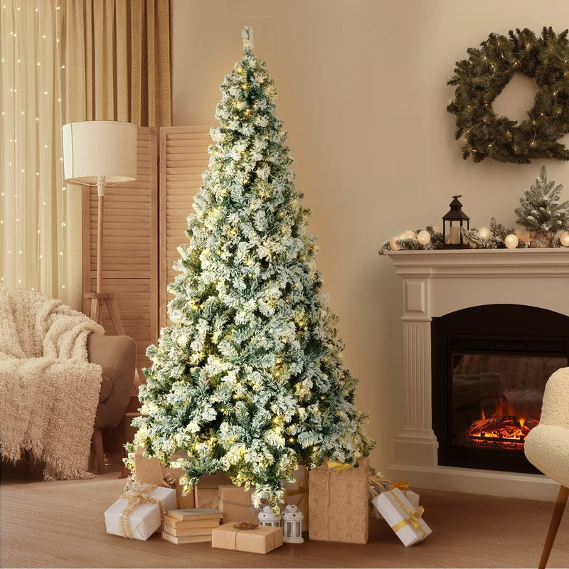 Christmas Tree 2.1M 7FT Snow Flocked Green with LED