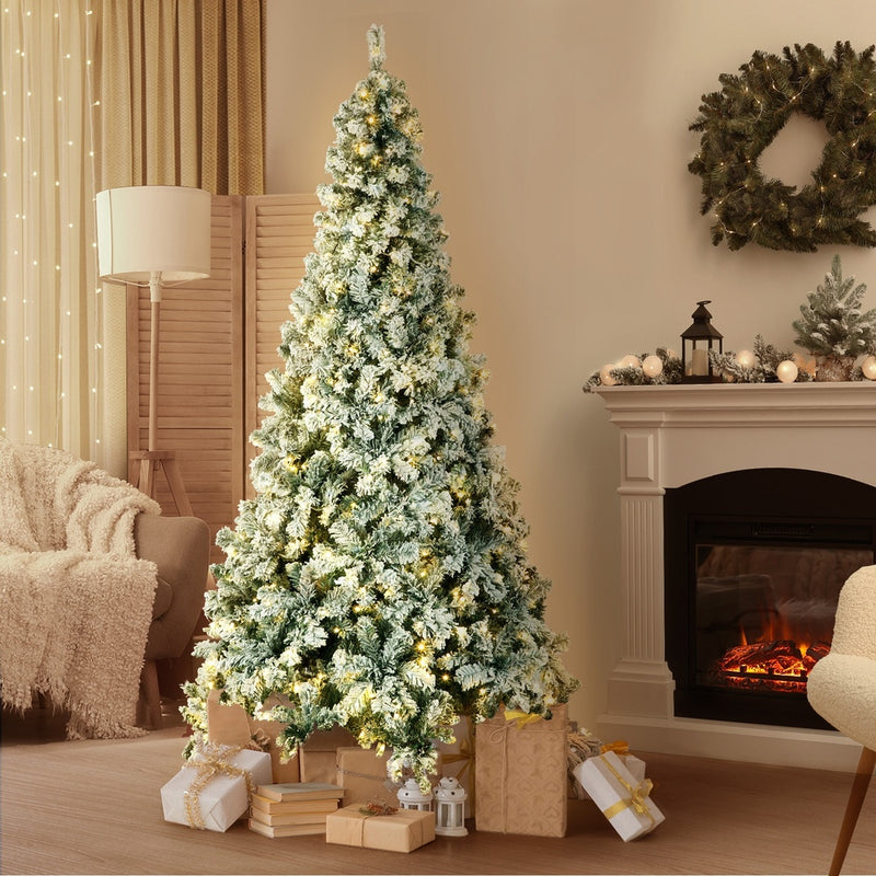 Christmas Tree 2.4M 8FT Snow Flocked Green with LED