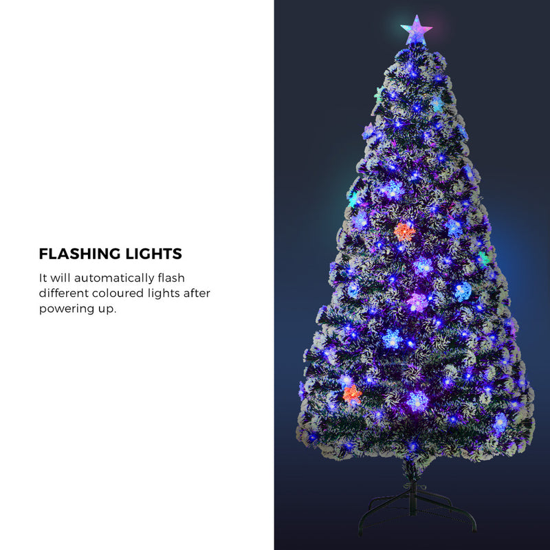 Tinseltown LED Christmas Tree 2.1M 7FT with Tree Skirt Light Snow-sprayed Green