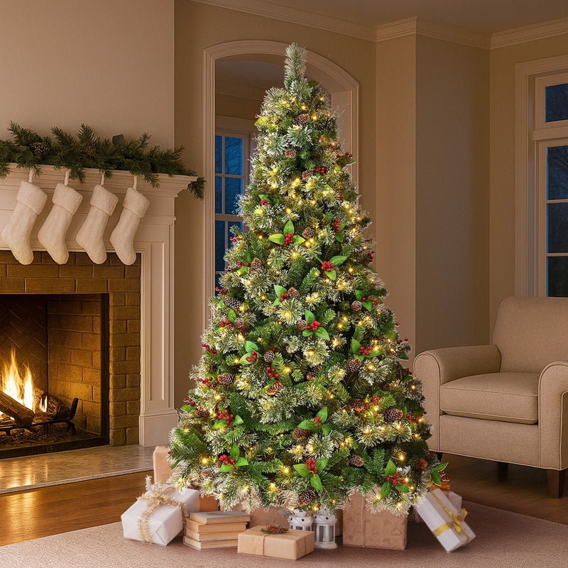 Tinseltown LED Christmas Tree 1.8M 6FT with Lights Ornaments Green