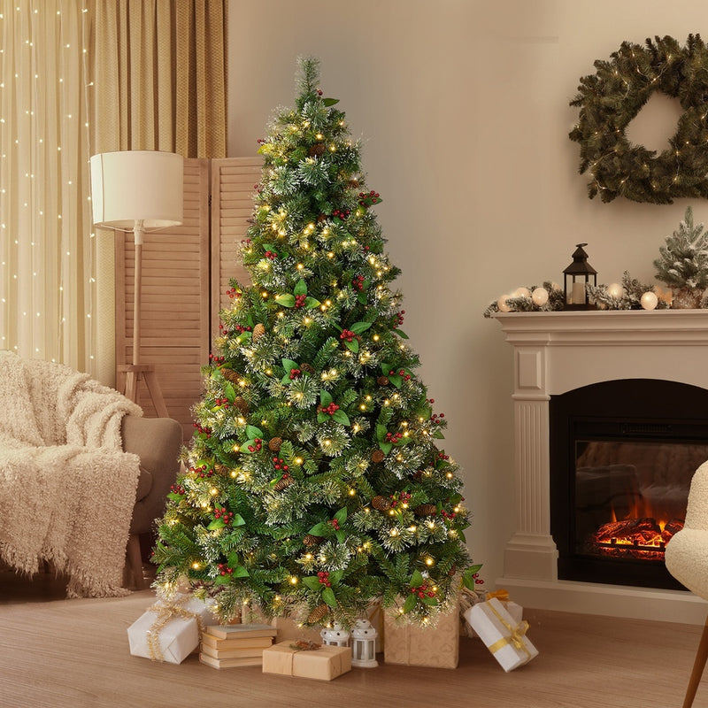 Tinseltown LED Christmas Tree 1.8M 6FT with Lights Ornaments Green