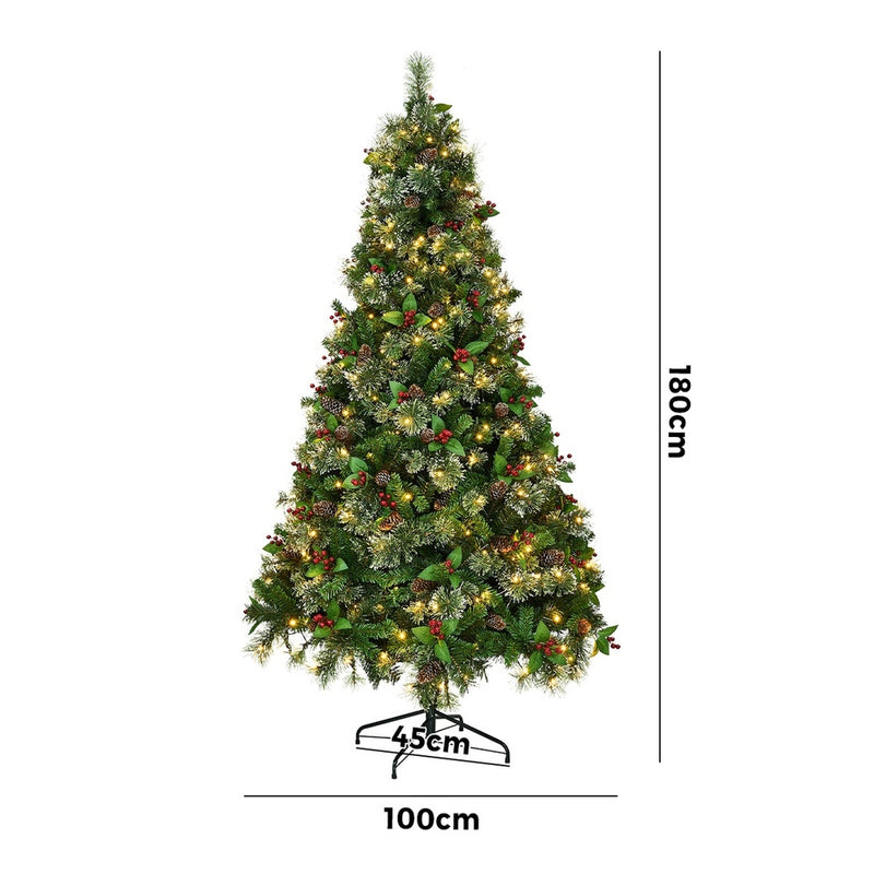 Tinseltown LED Christmas Tree 1.8M 6FT with Lights Ornaments Green