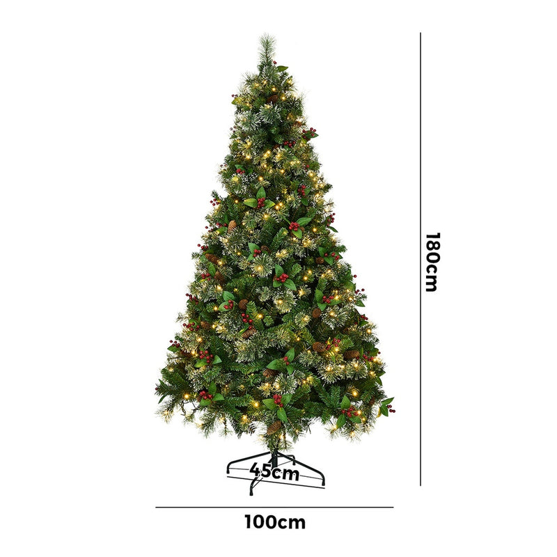 Tinseltown LED Christmas Tree 1.8M 6FT with Lights Ornaments Green